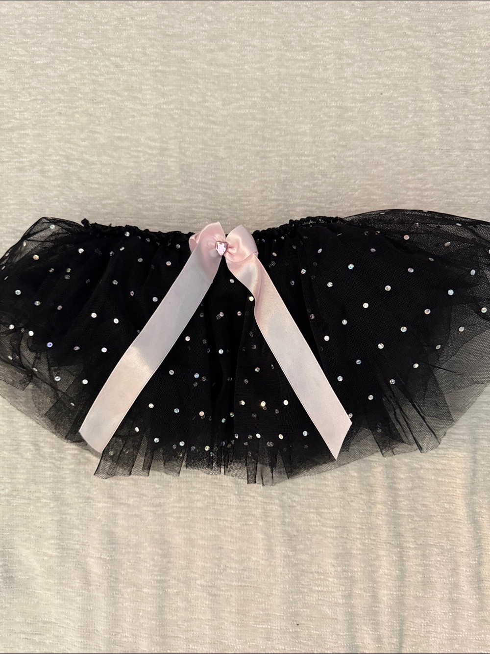 Black Tulle Sequin Kids Tutu with Pink Bow